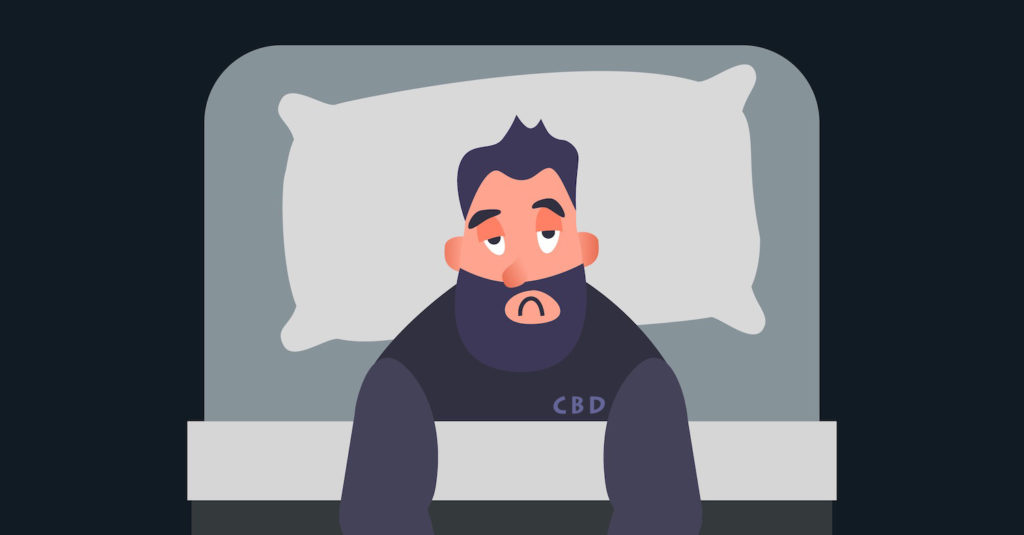 CBDグミを食べる目的は安眠のため 不眠症の男性のイラスト